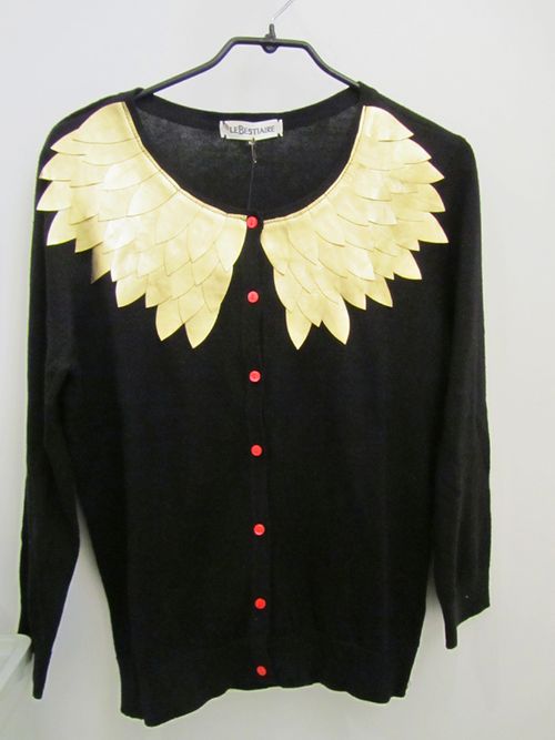  cardigan le bestiaire noir or et rouge